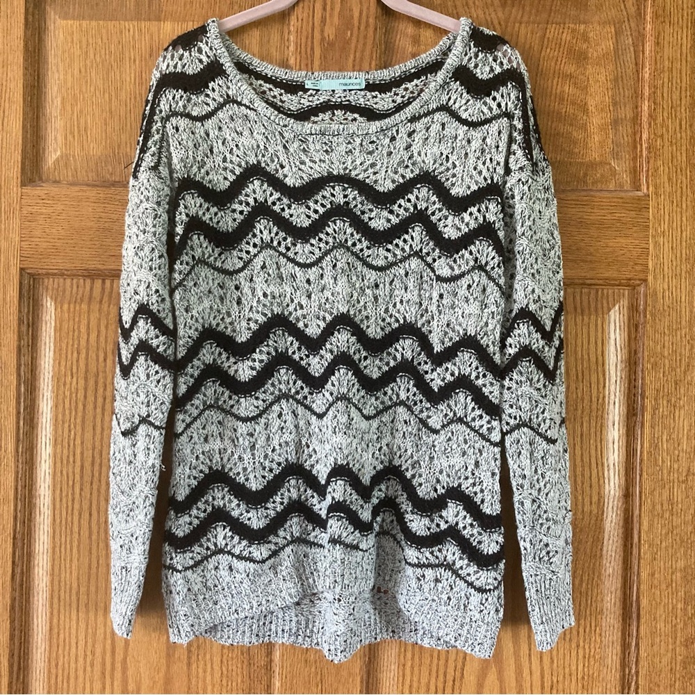 Maurices Black and White Zigzag Sweater